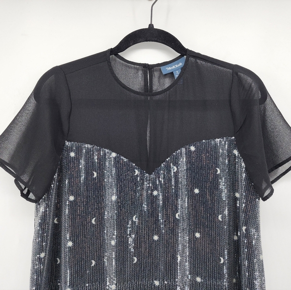 Modcloth Stepping Through Sterling Spotlight Celestial‎ Mini Dress BN Small - Picture 4 of 11